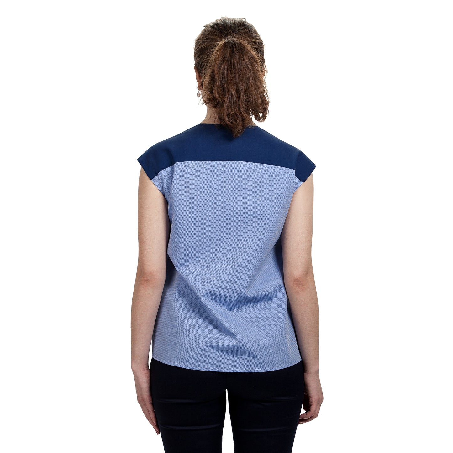 JNK HALEY Notch Bib Popover - Cobalt Texture with Light Navy