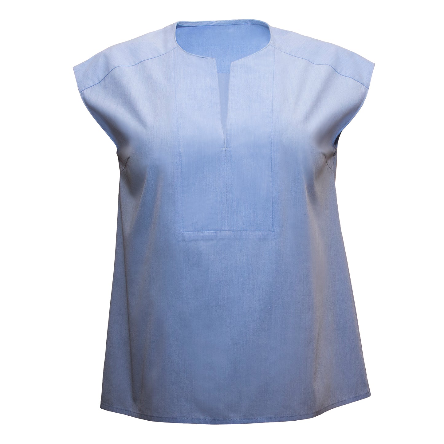 JNK HALEY Notch Bib Popover - Cool Blue Poplin