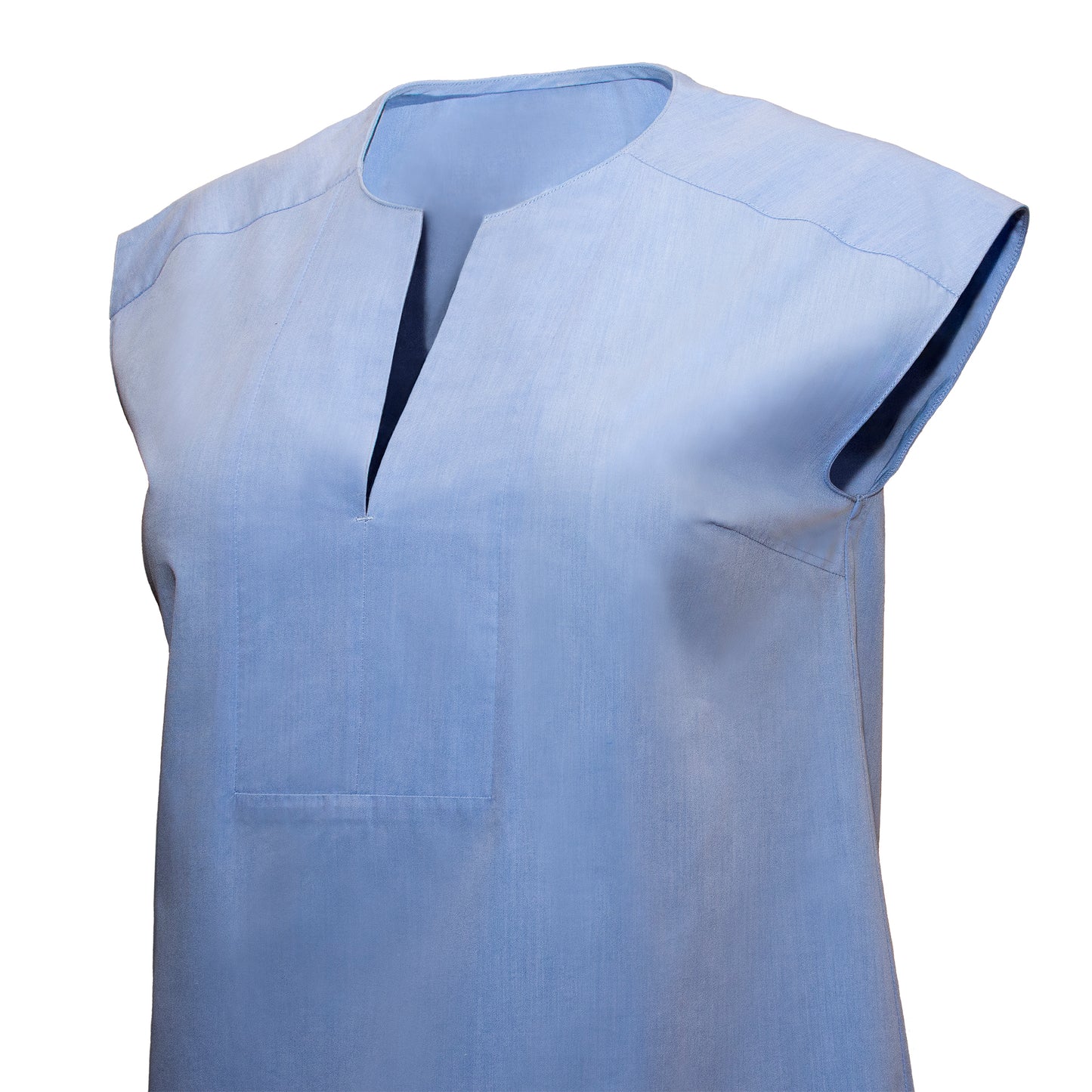 JNK HALEY Notch Bib Popover - Cool Blue Poplin