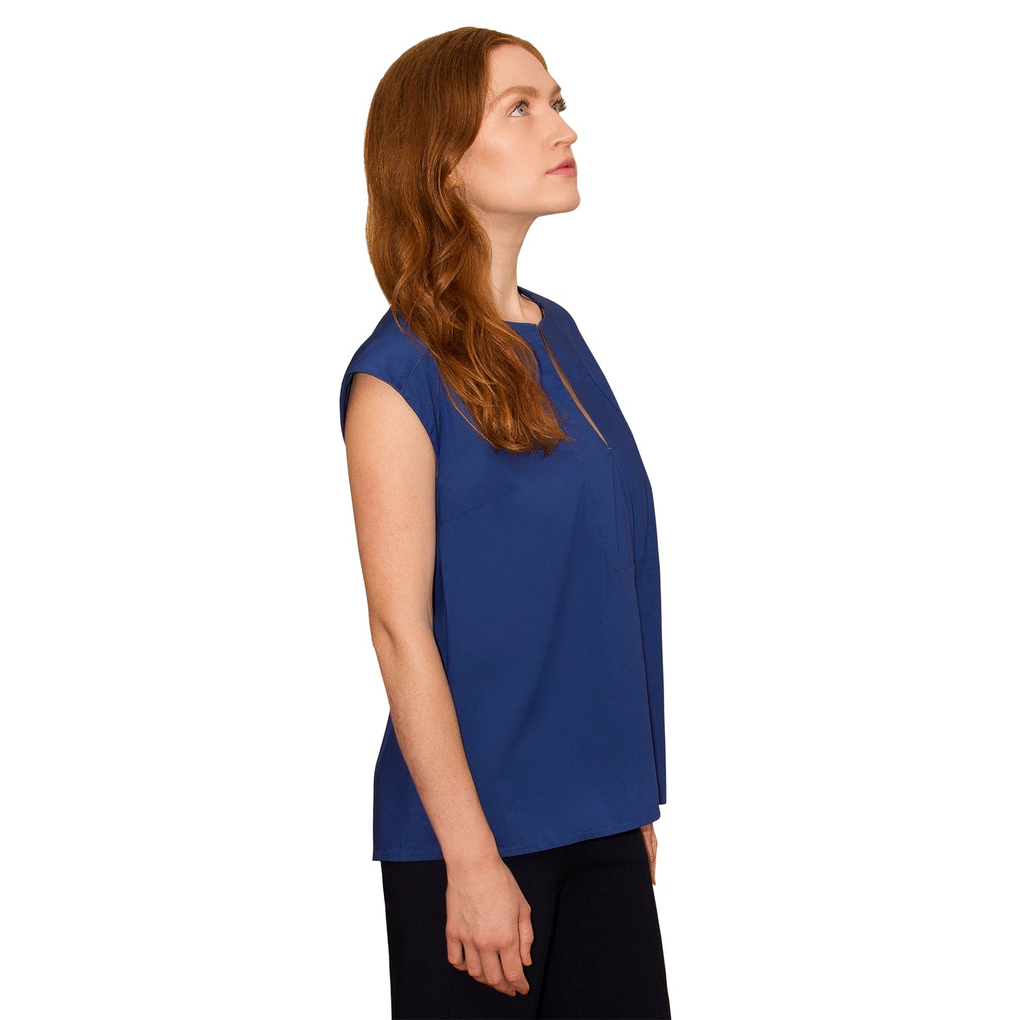 JNK HALEY Notch Bib Popover - Light Navy Poplin
