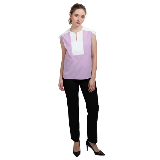 JNK HALEY  Notch Bib Popover - Orchid Stripe with White Texture