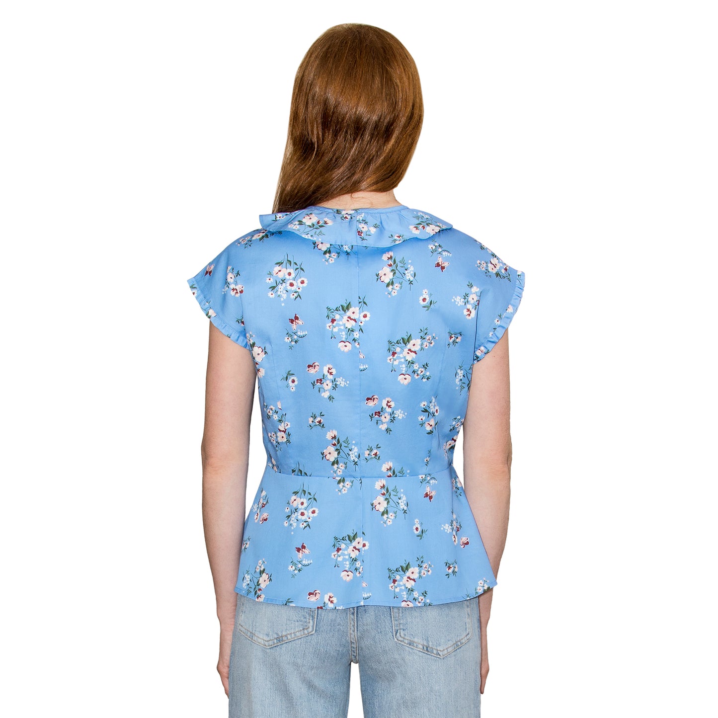 JNK LILY Ruffle Wrap Top - Sky Blue Floral