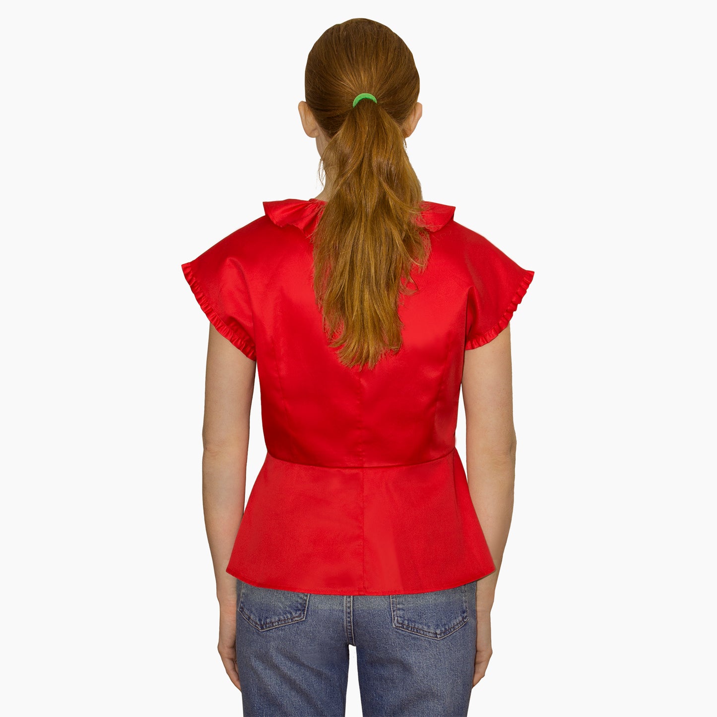 JNK LILY Ruffle Wrap Top - Scarlet Poplin Sateen