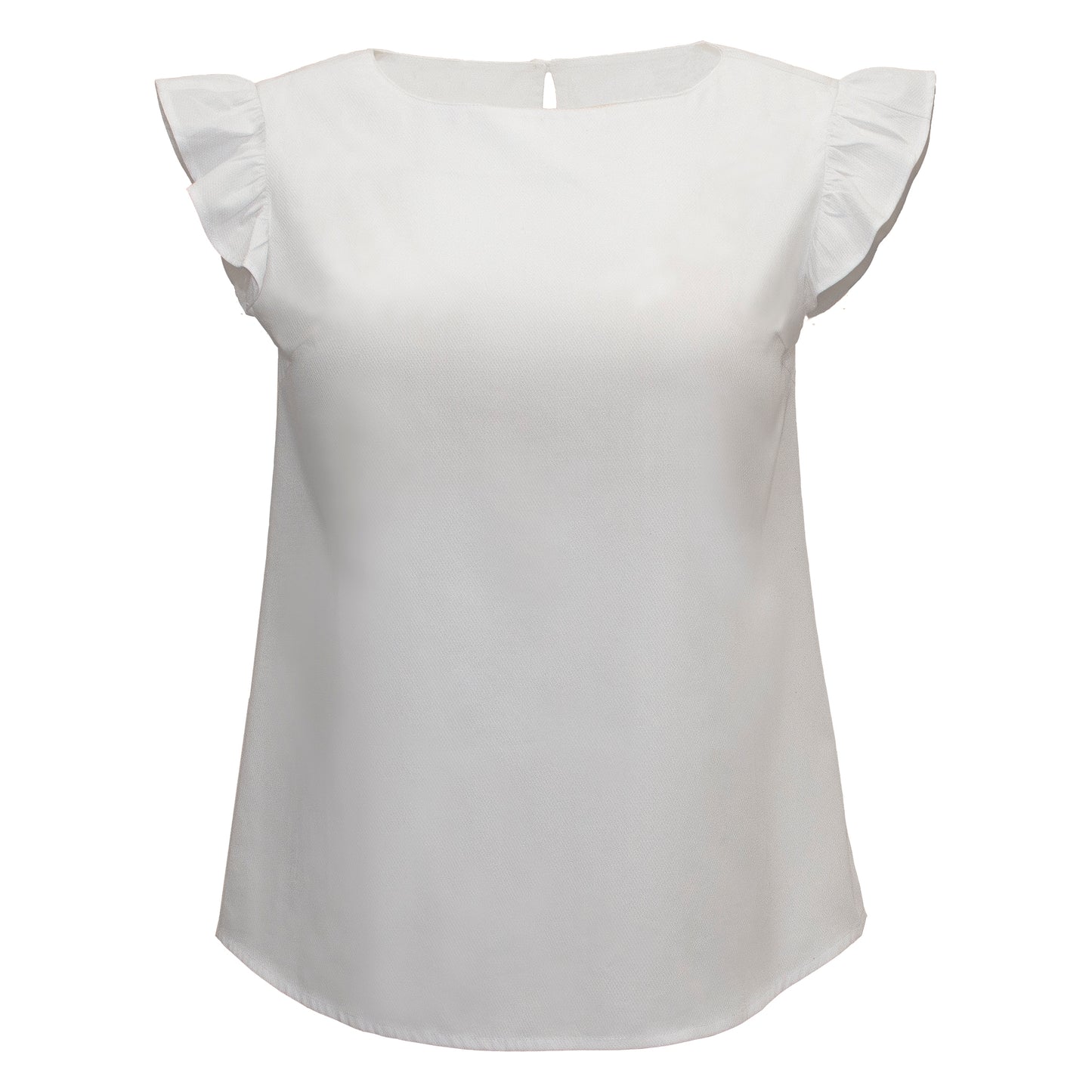 JNK  IRIS  Ruffle Sleeve Top - White Texture Dobby