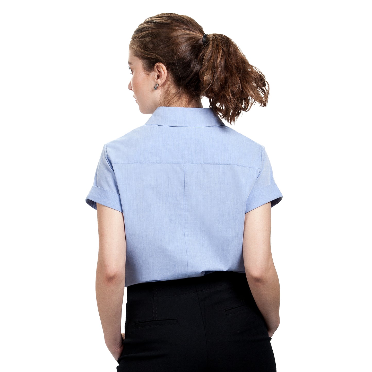 JNK DYLAN Cuffed Short Sleeve Popover - Cool Blue Poplin