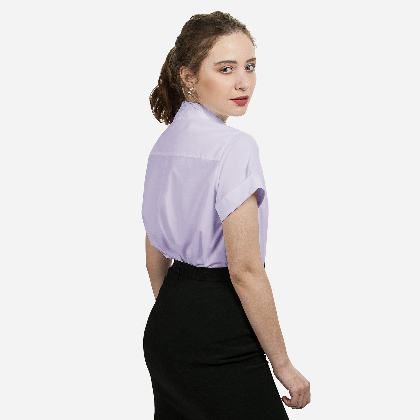 JNK DYLAN Cuffed Short Sleeve Popover - Lilac Poplin