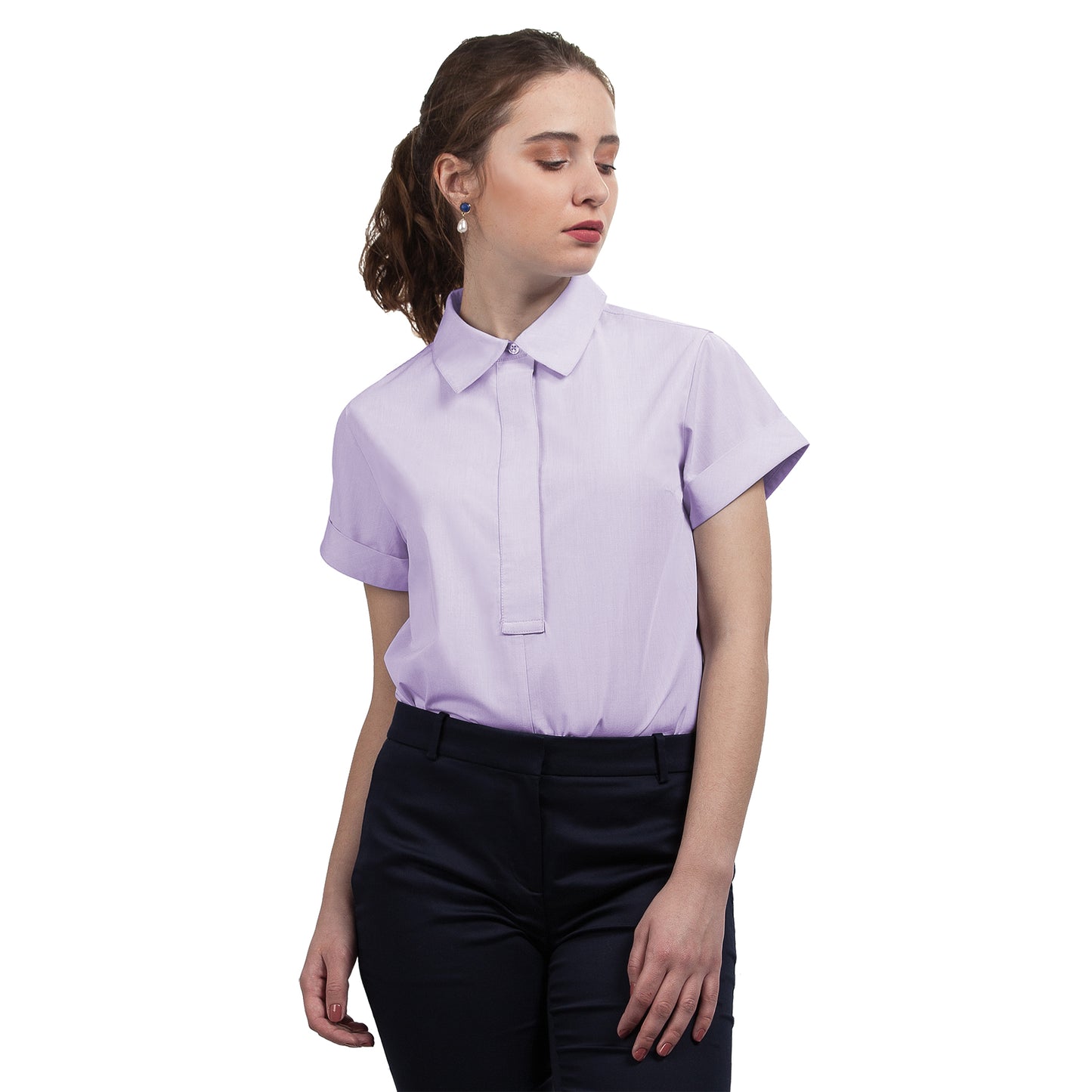 JNK DYLAN Cuffed Short Sleeve Popover - White Poplin