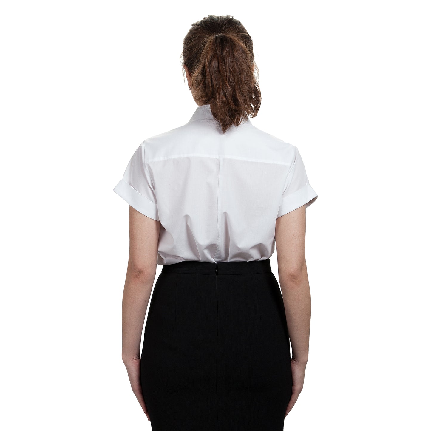 JNK DYLAN Cuffed Short Sleeve Popover - White Poplin