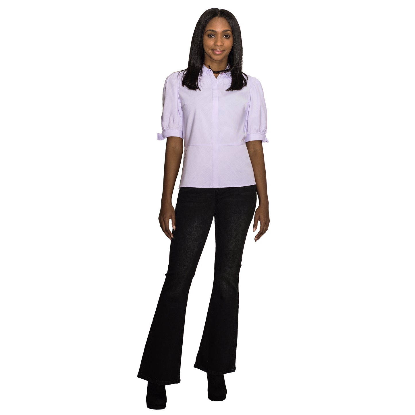 JNK CLARA Bias Peplum Top - Lilac Poplin