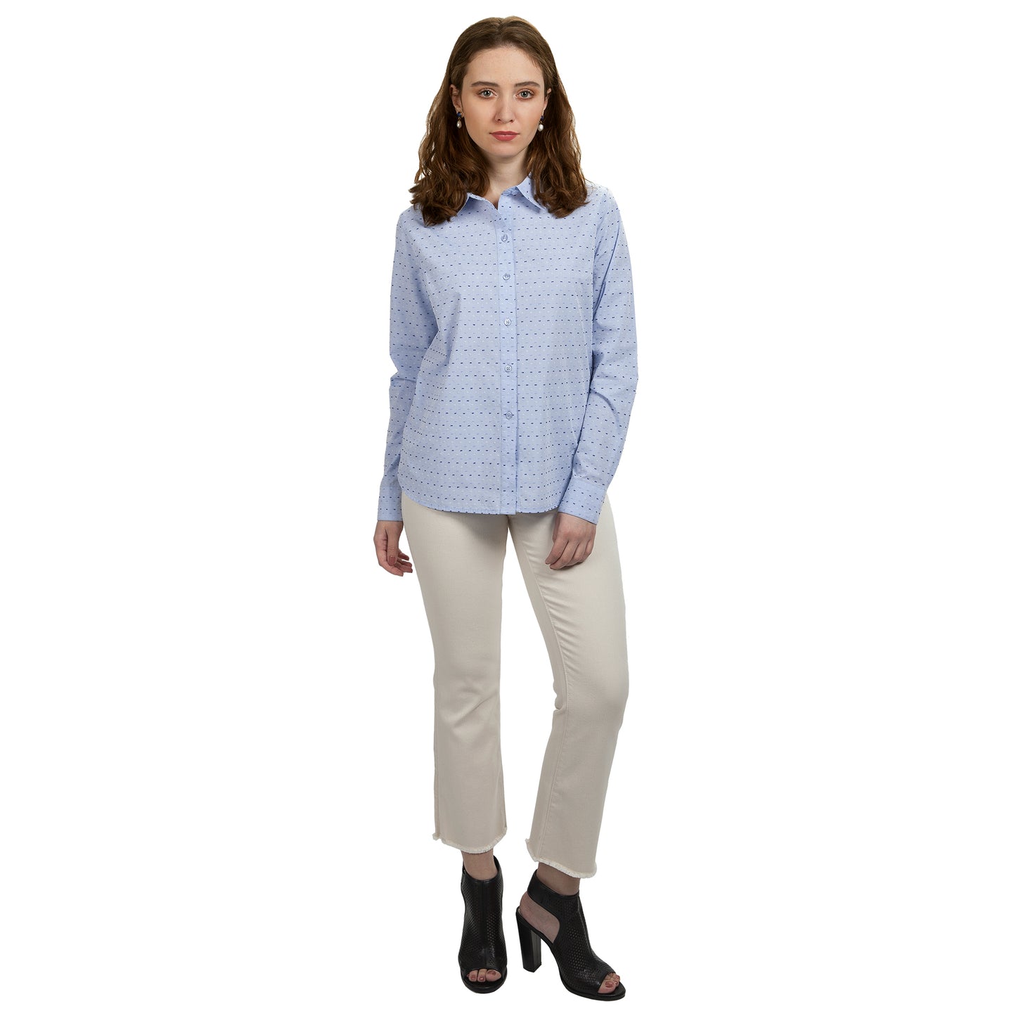 JNK SLOAN Fitted Long Sleeve Classic Shirt - Lilac Poplin