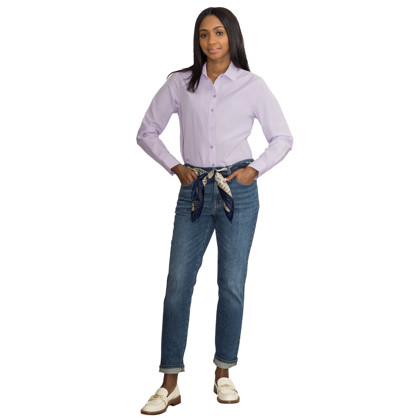 JNK SLOAN Fitted Long Sleeve Classic Shirt - Lilac Poplin