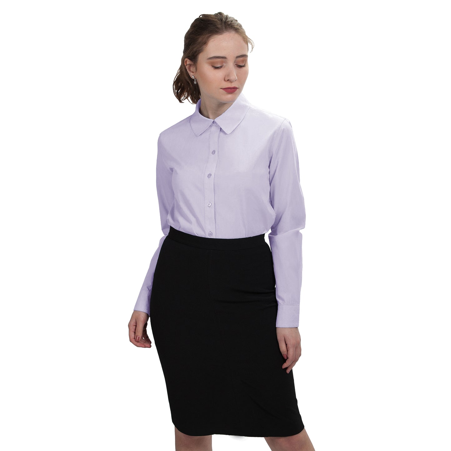 JNK SLOAN Fitted Long Sleeve Classic Shirt - Lilac Poplin