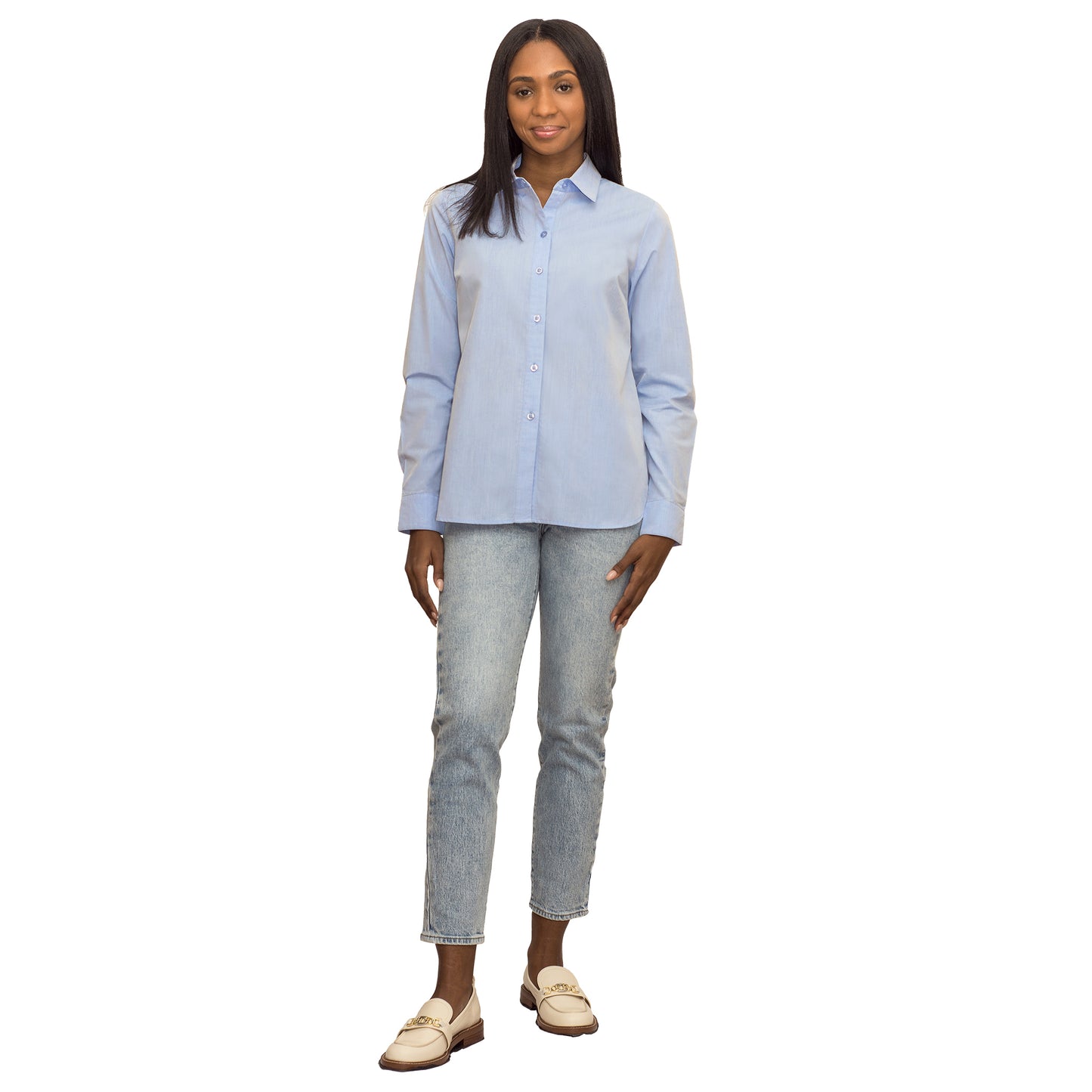 JNK SLOAN Fitted Long Sleeve Classic Shirt - Cool Blue Poplin