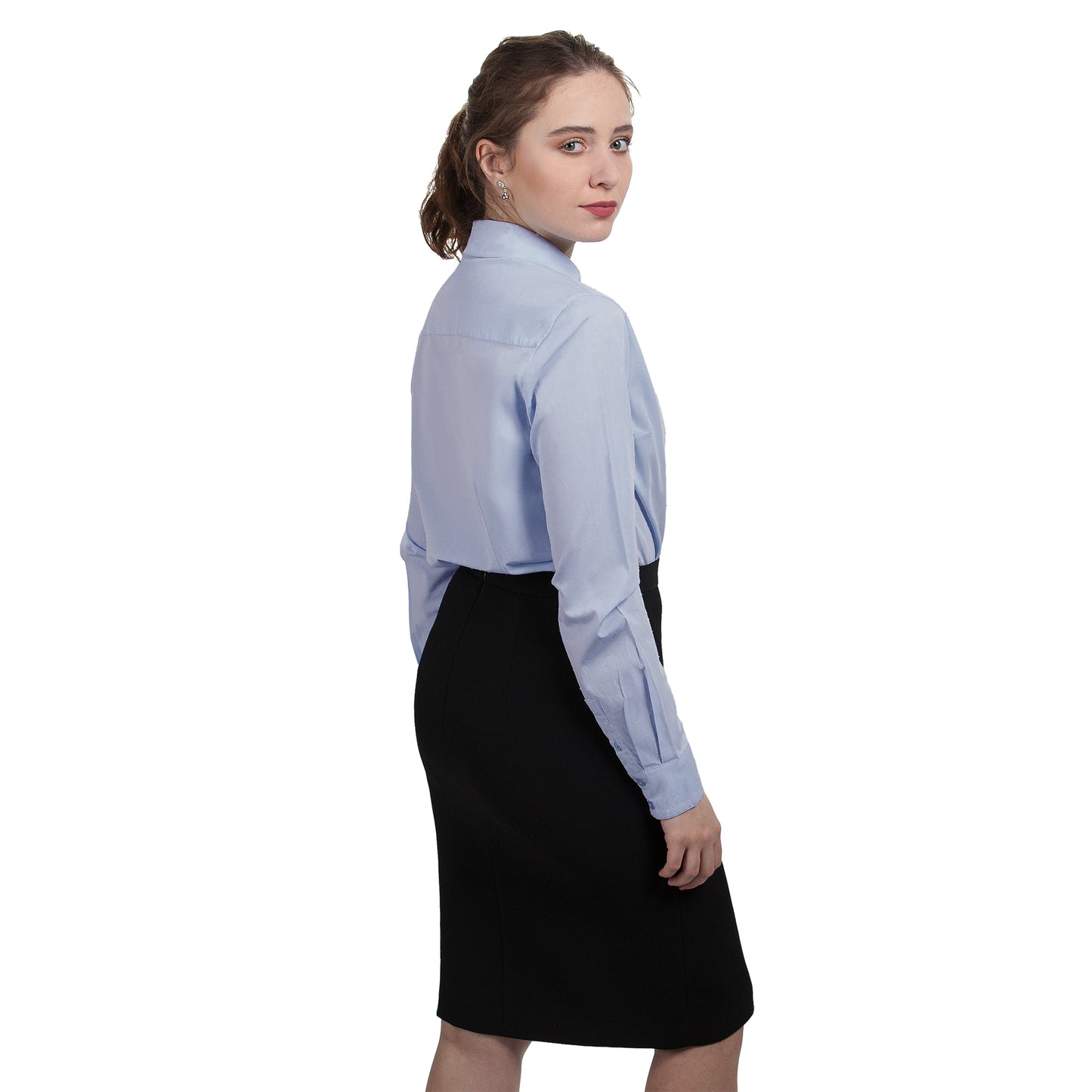 JNK SLOAN Fitted Long Sleeve Classic Shirt - Cool Blue Poplin