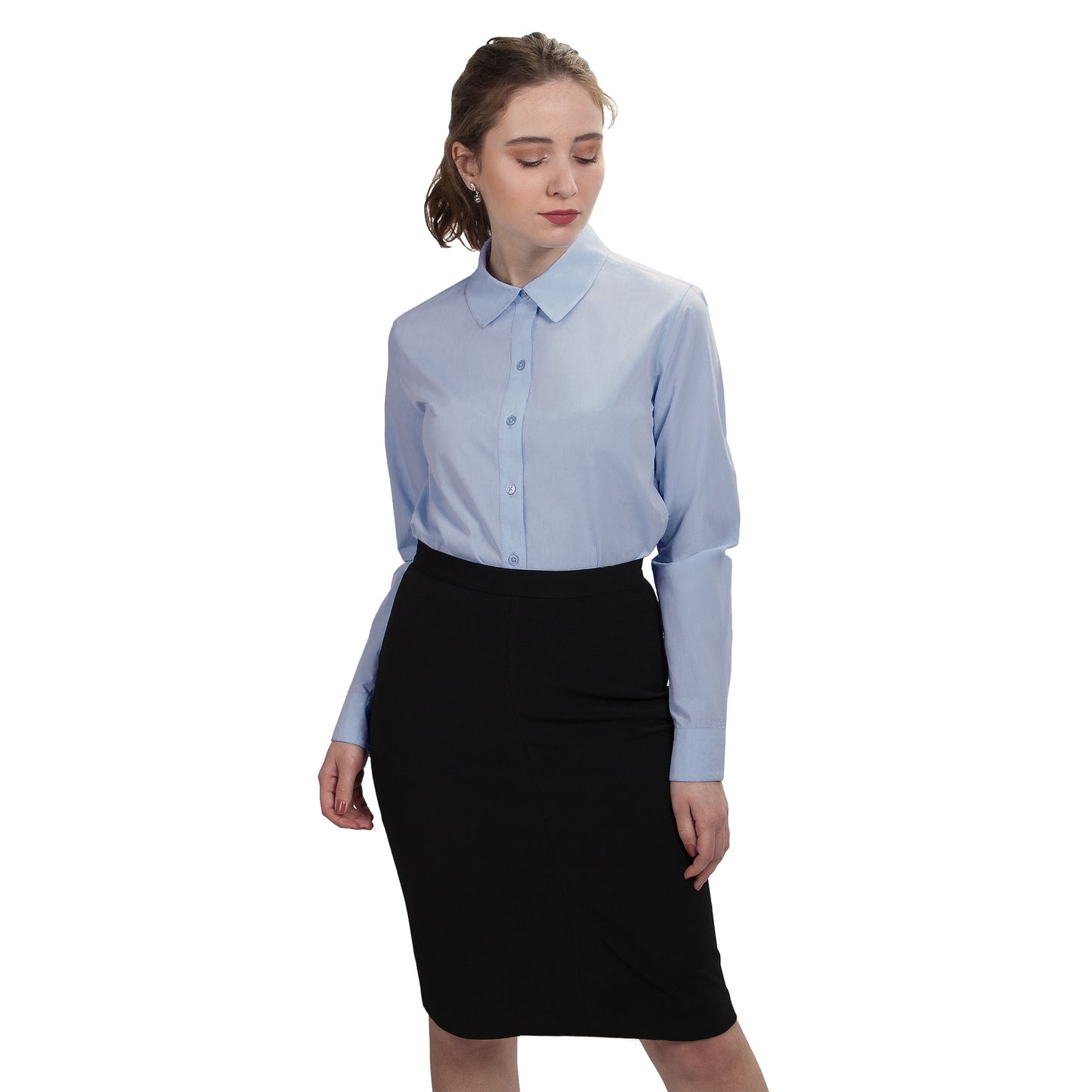 JNK SLOAN Fitted Long Sleeve Classic Shirt - Cool Blue Poplin
