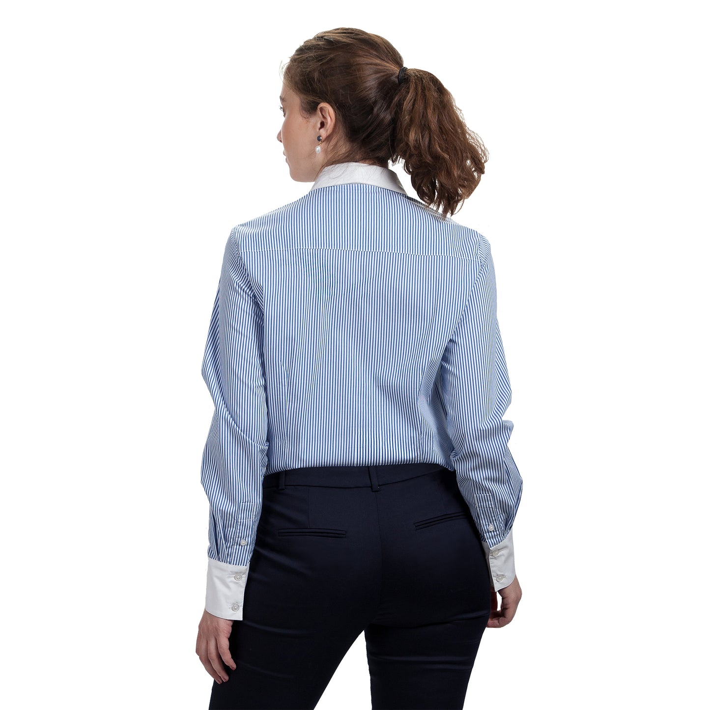 JNK BEATRICE Contrast Collar Shirt - Cobalt Stripe