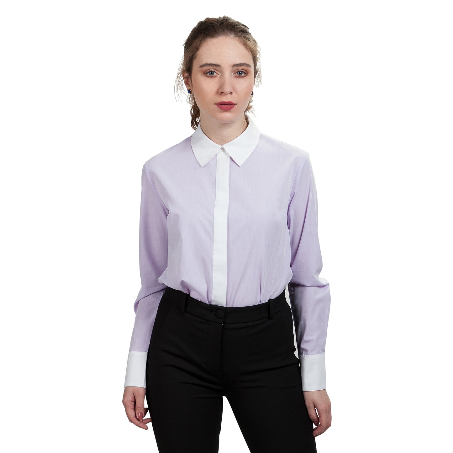 JNK BEATRICE Contrast Collar Shirt - Orchid Stripe