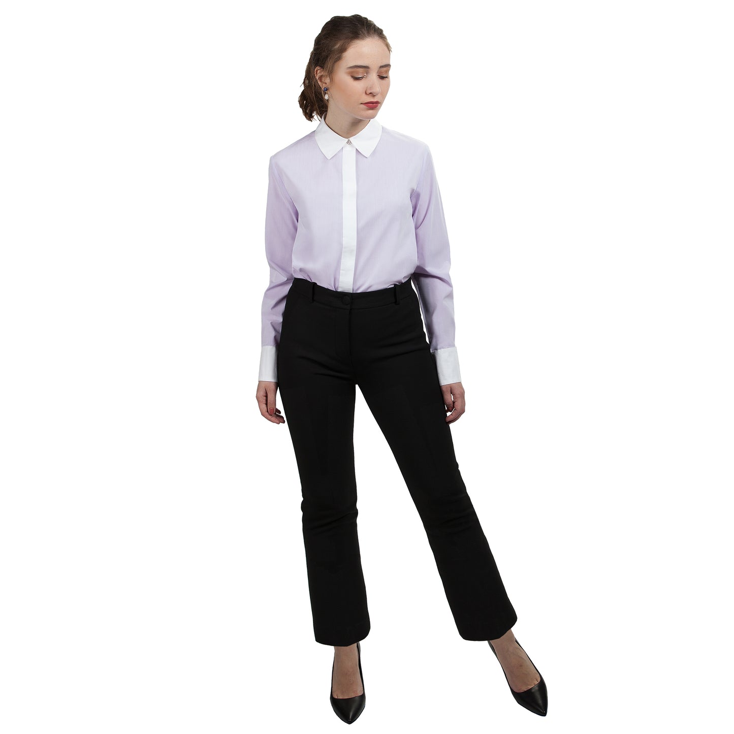 JNK BEATRICE Contrast Collar Shirt - Lilac