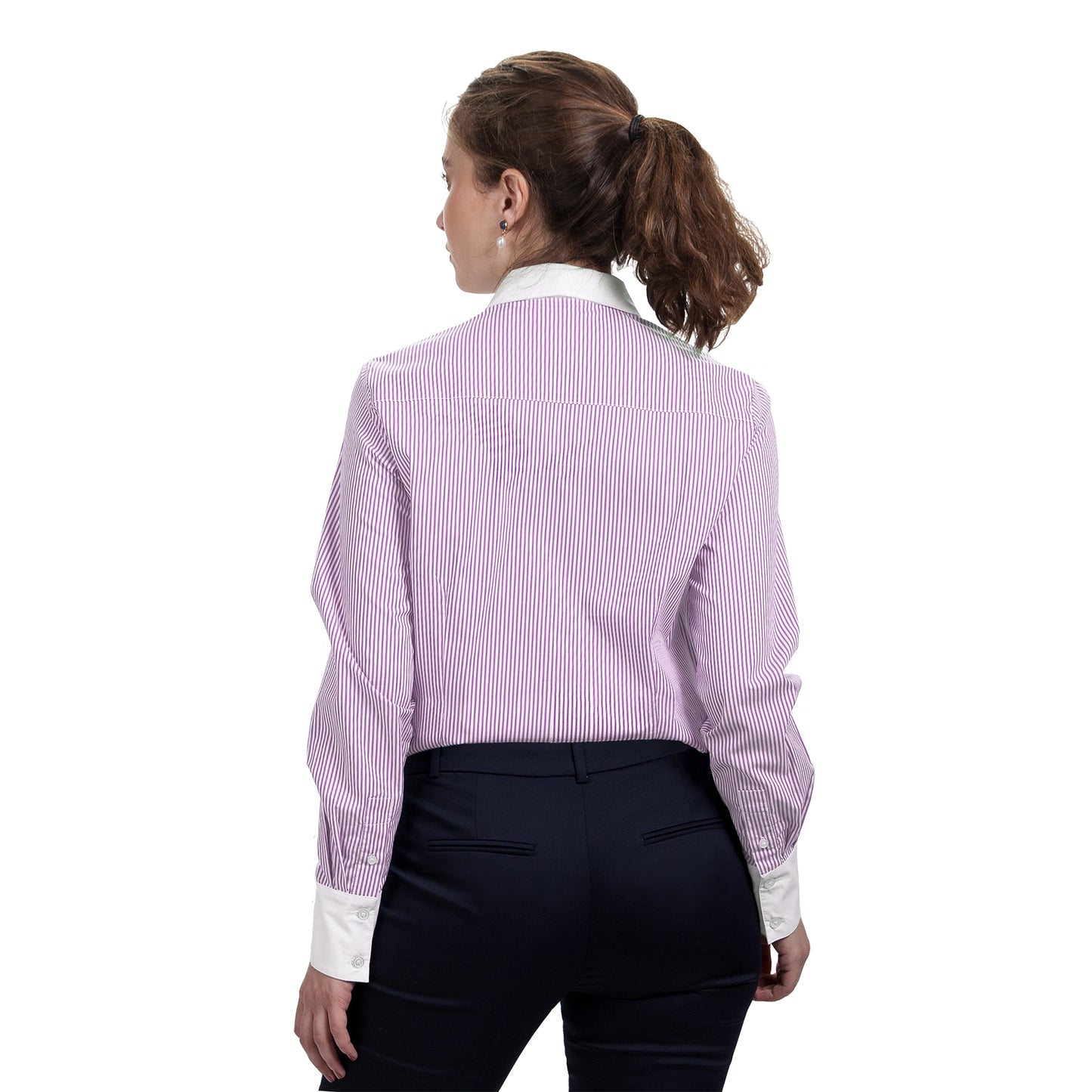 JNK BEATRICE Contrast Collar Shirt - Orchid Stripe