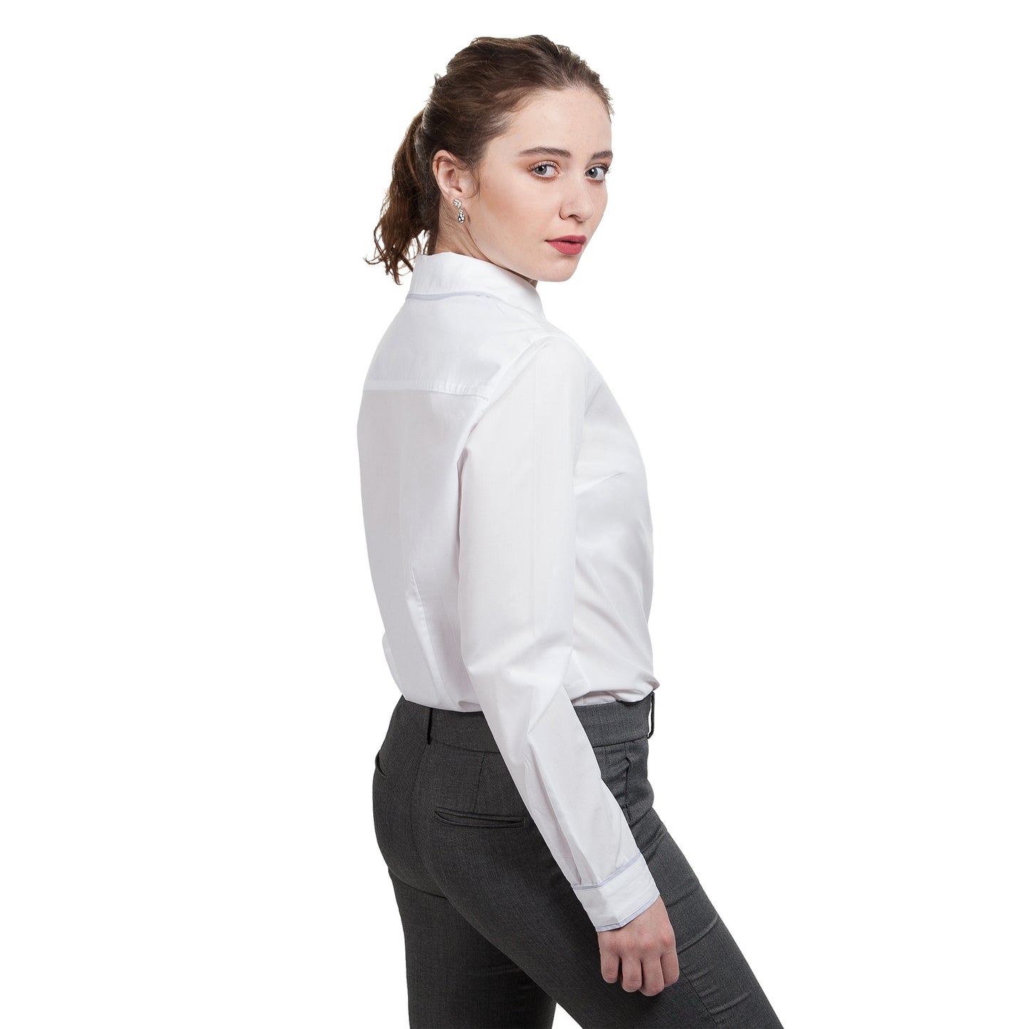 JNK FLORENCE Contrast Binding Shirt - White/Dove Gray