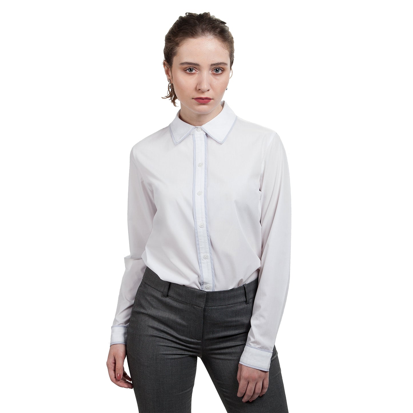 JNK FLORENCE Contrast Binding Shirt - White/Dove Gray