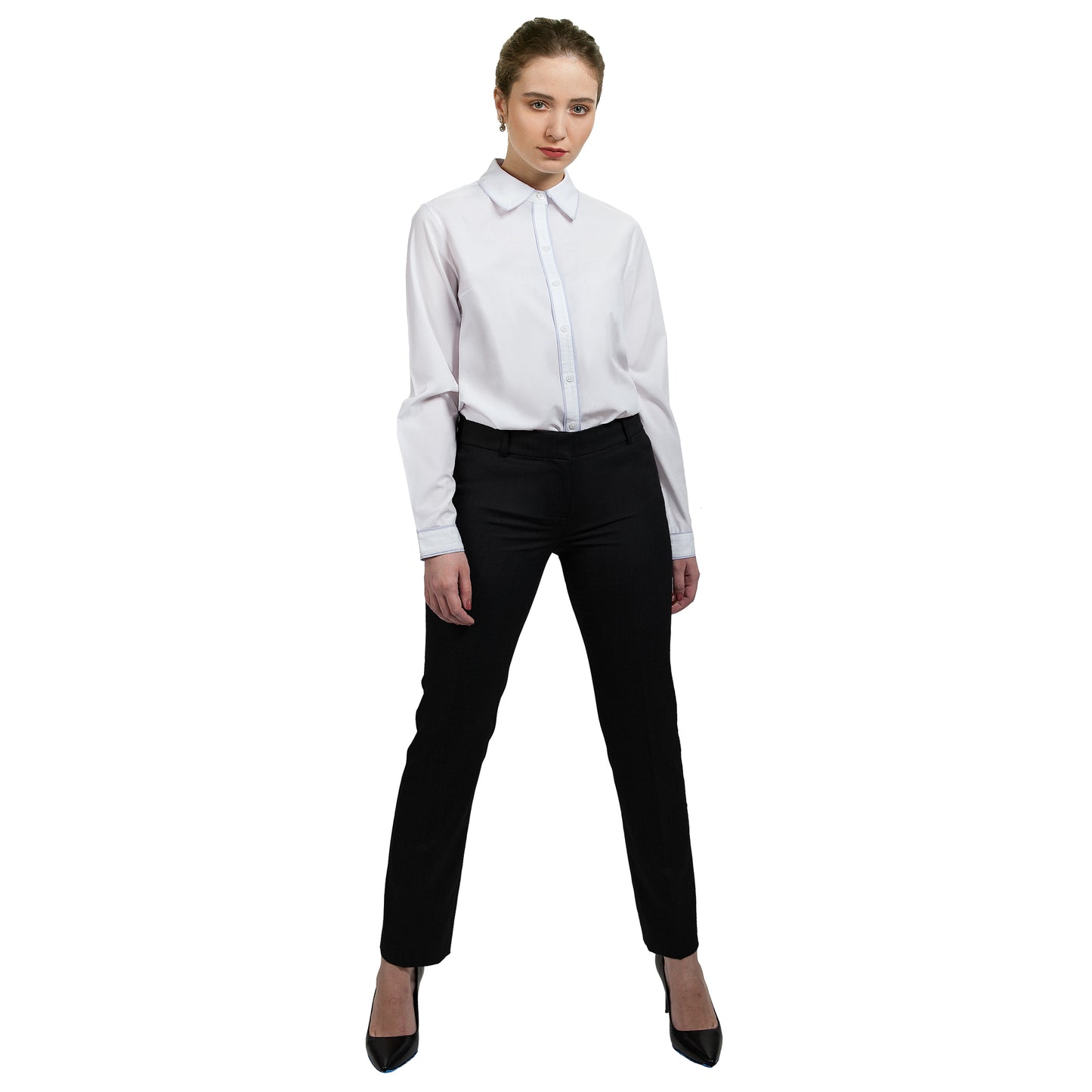 JNK FLORENCE Contrast Binding Shirt - White/Dove Gray