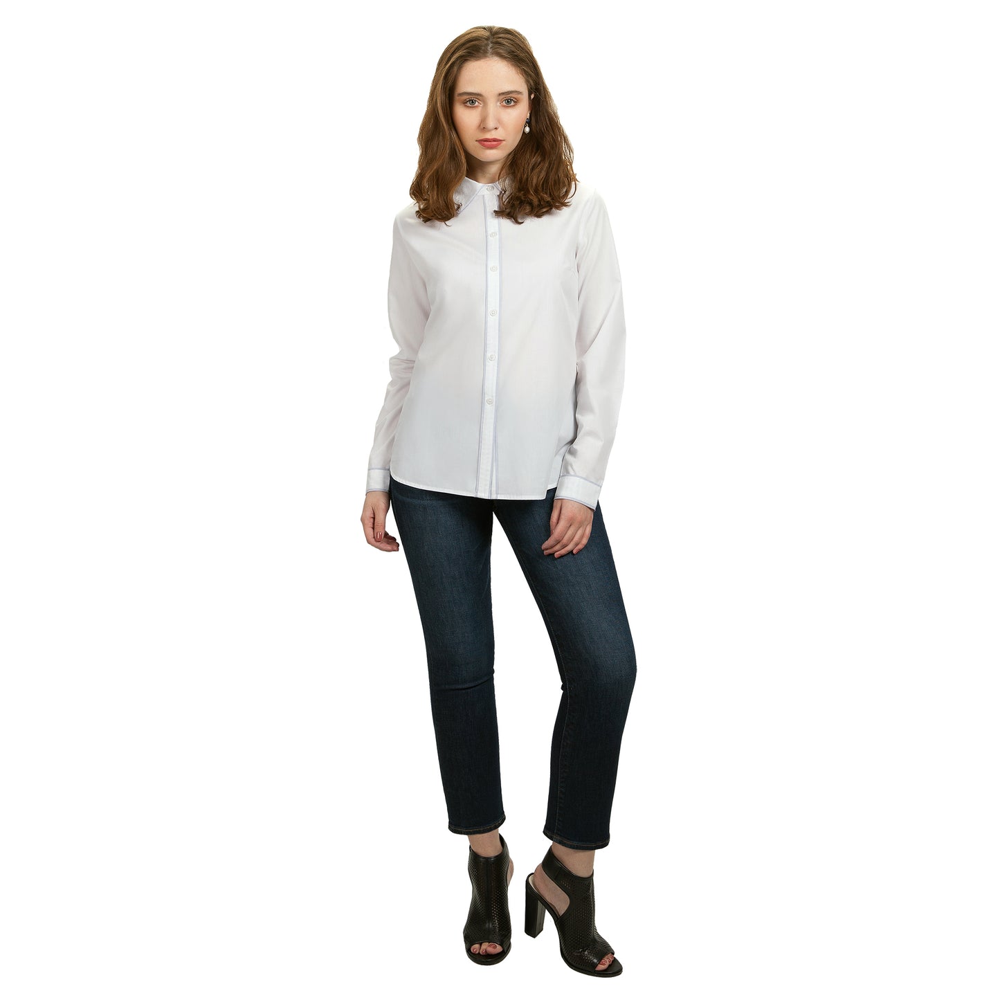 JNK FLORENCE Contrast Binding Shirt - White/Dove Gray
