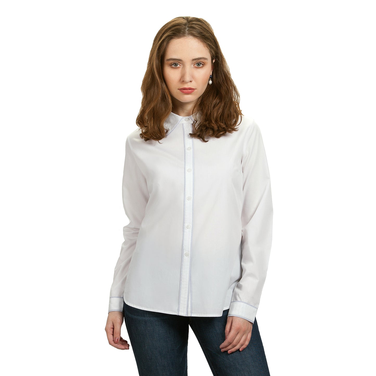 JNK FLORENCE Contrast Binding Shirt - White/Dove Gray