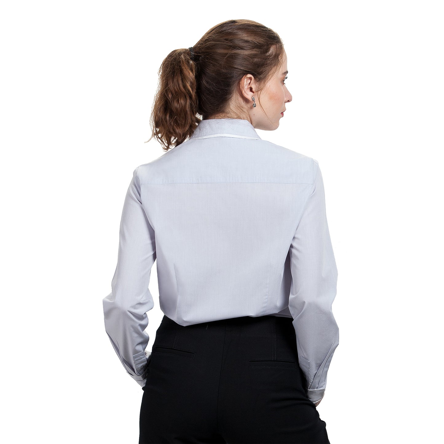 JNK FLORENCE Contrast Binding Shirt - Dove Gray/White
