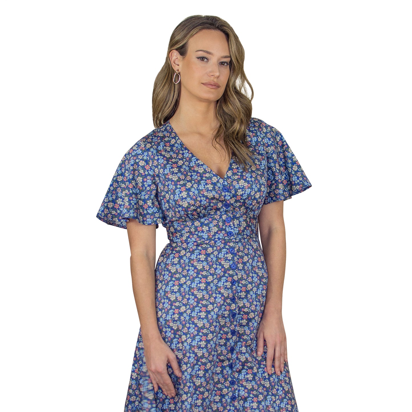 JNK ADELE Bell Sleeve Shirtdress - Scarlet Sateen Poplin
