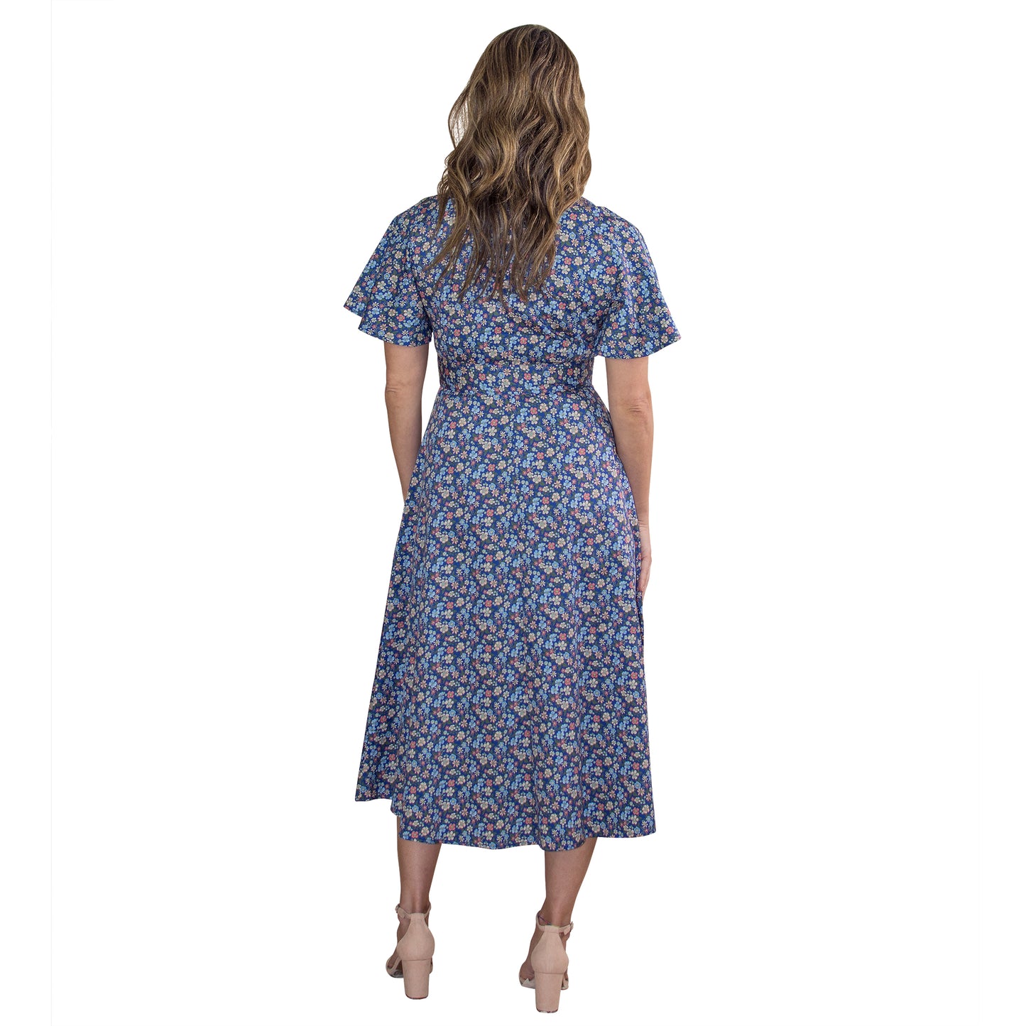 JNK ADELE Bell Sleeve Shirtdress - Navy Liberty Floral Sateen Poplin
