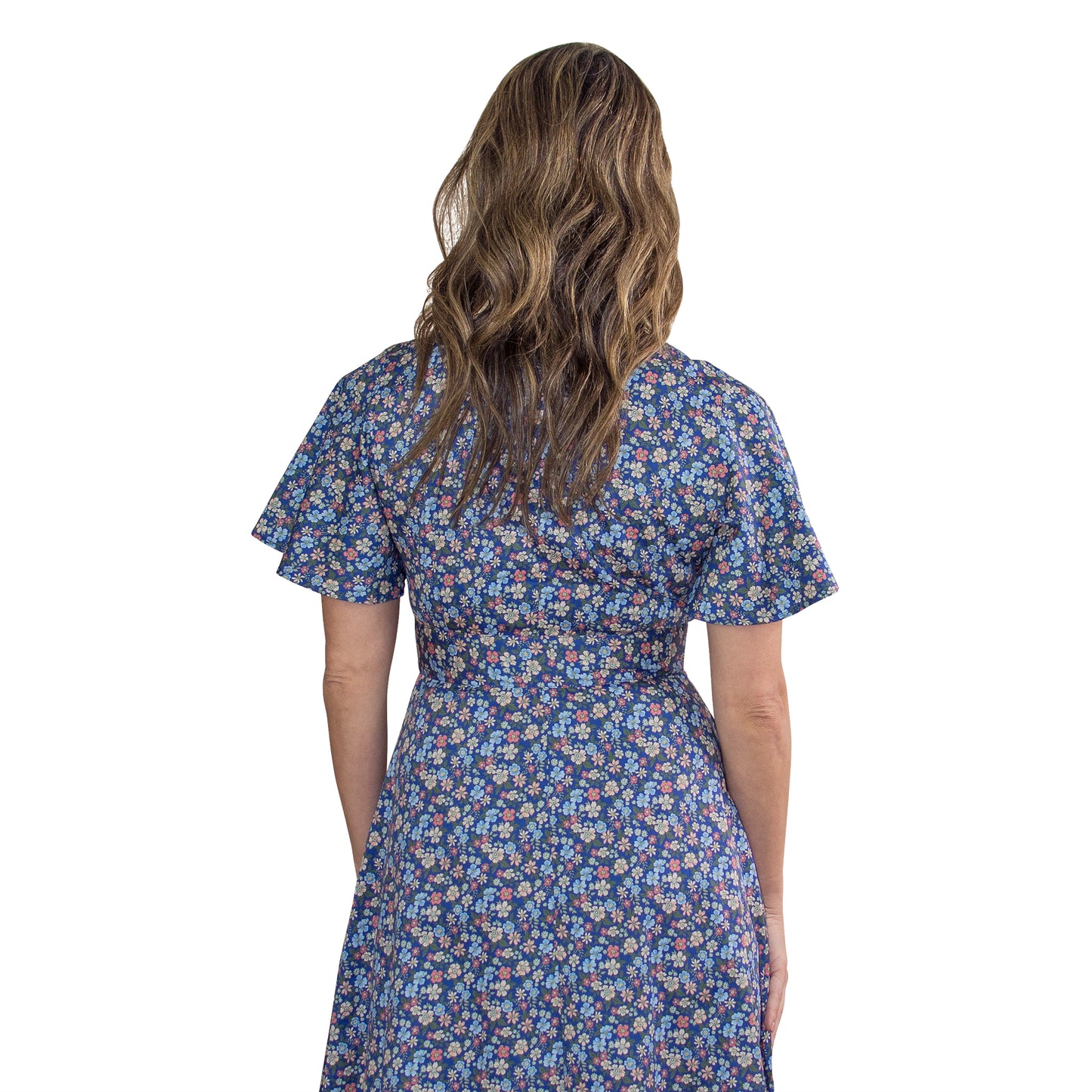 JNK ADELE Bell Sleeve Shirtdress - Navy Liberty Floral Sateen Poplin