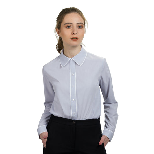 JNK  FLORENCE  Contrast Binding Shirt - Dove Gray/White