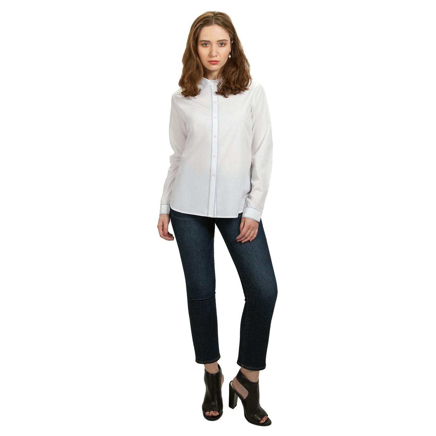 JNK  FLORENCE  Contrast Binding Shirt - White/Dove Gray