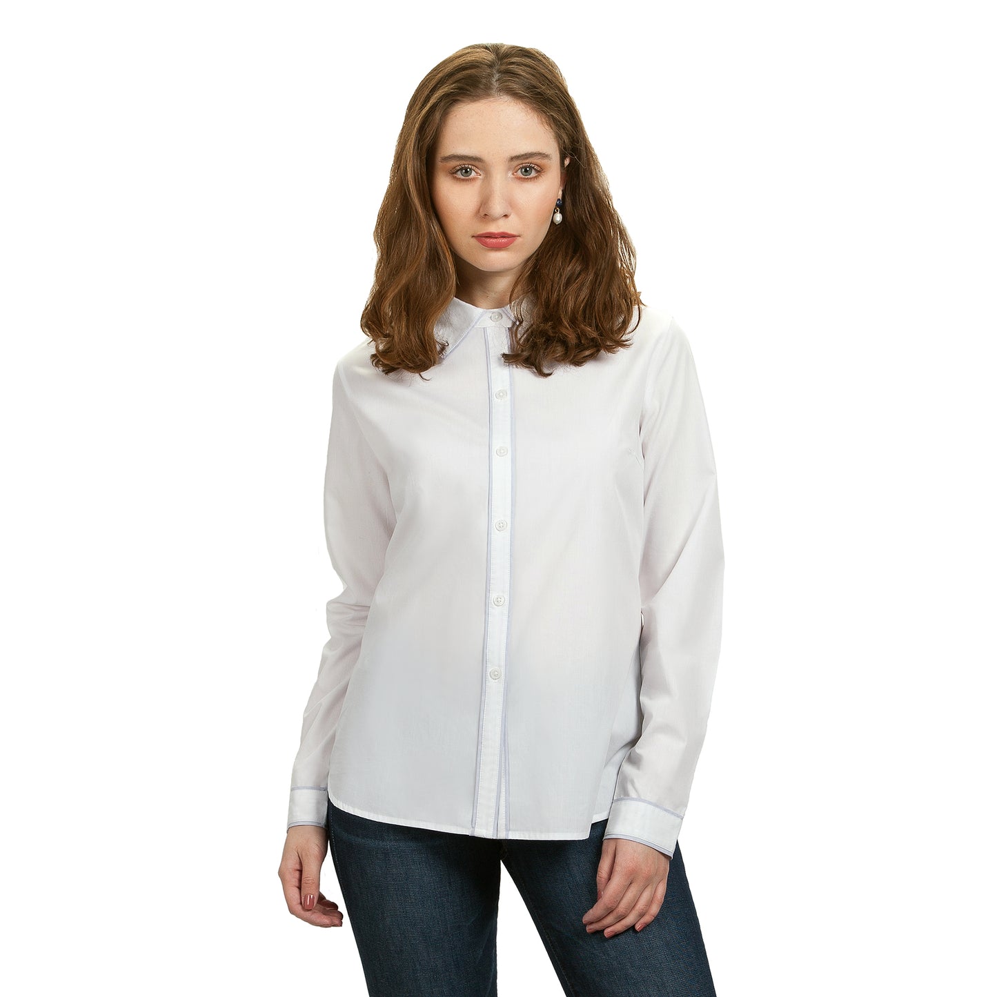 JNK  FLORENCE  Contrast Binding Shirt - White/Dove Gray