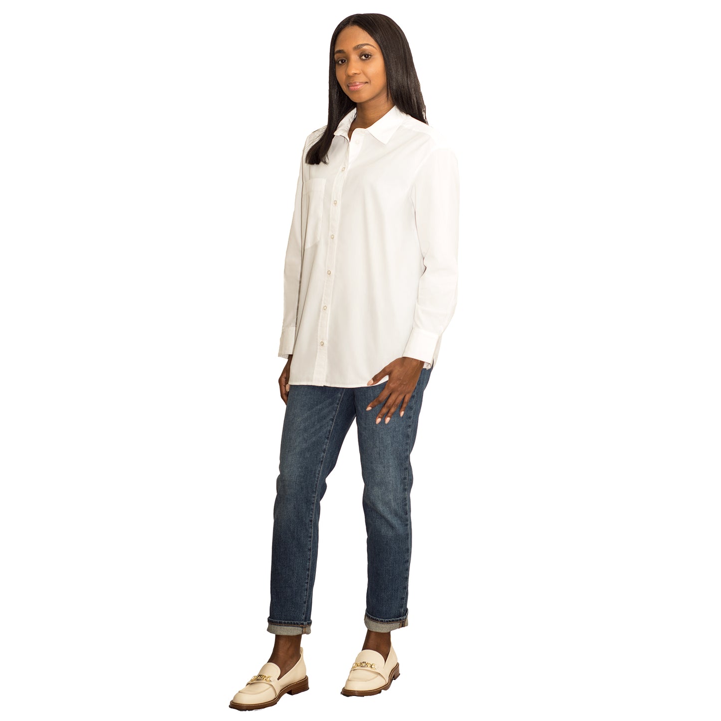 JNK  THEO  Boyfriend Shirt - Solid White Poplin