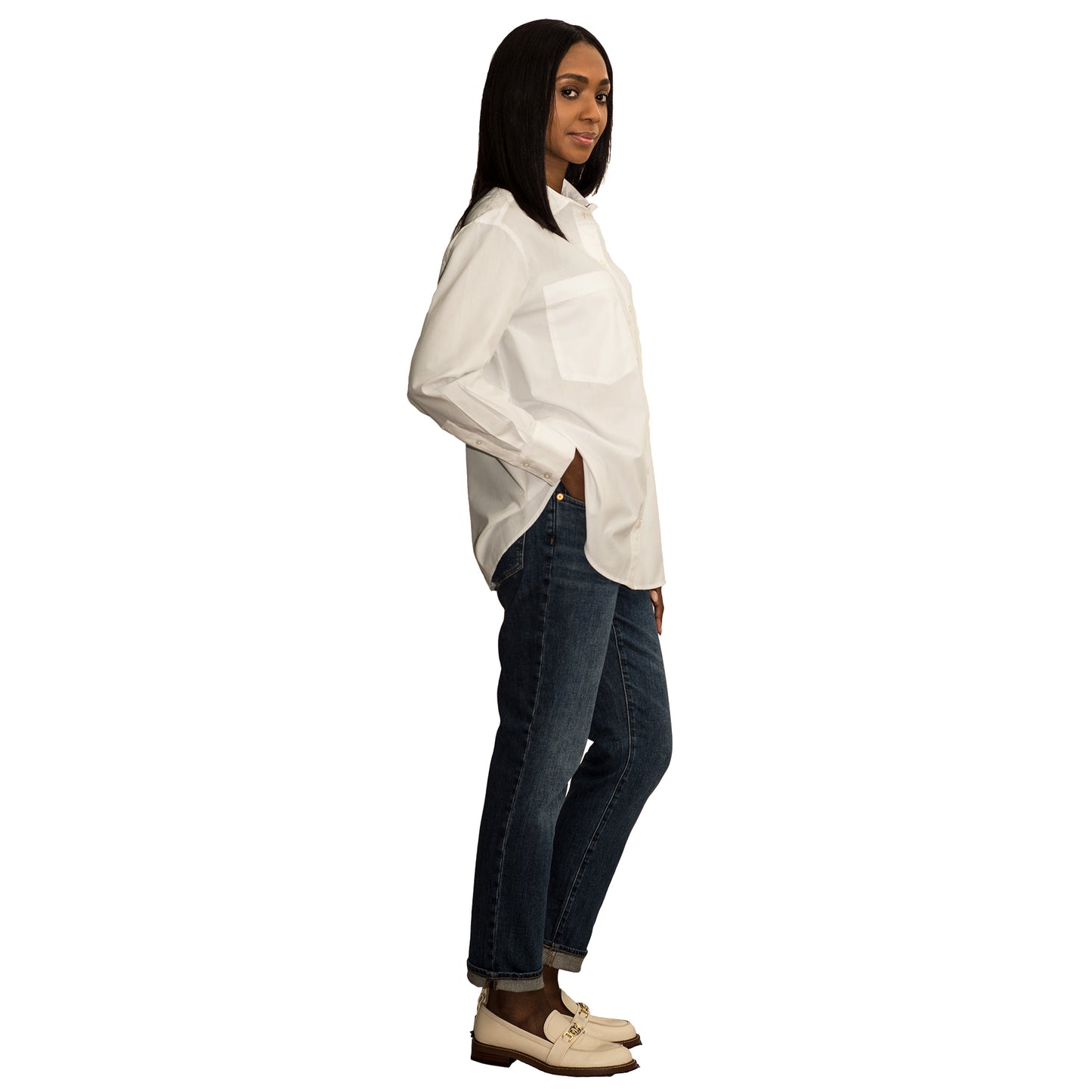 JNK  THEO  Boyfriend Shirt - Solid White Poplin