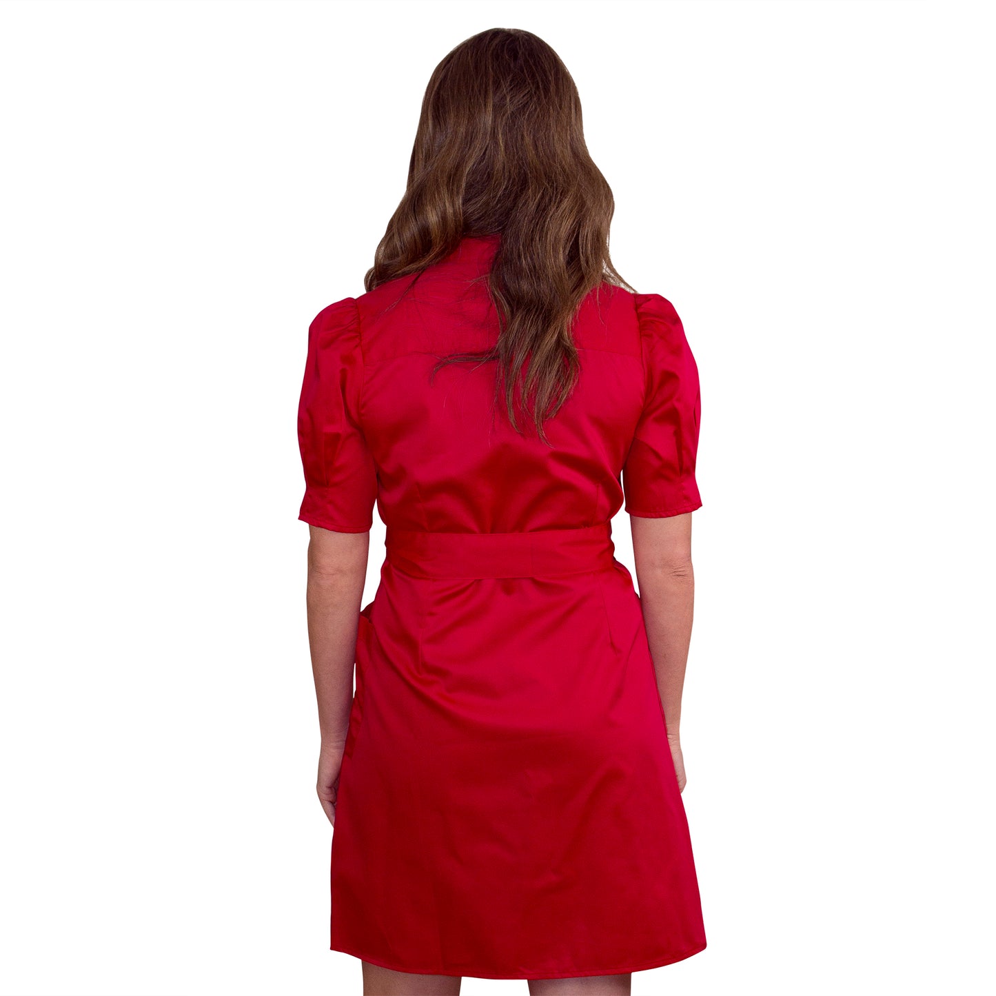 JNK  MORGAN  Belted Shirtdress with Yoke - Scarlet Sateen Poplin