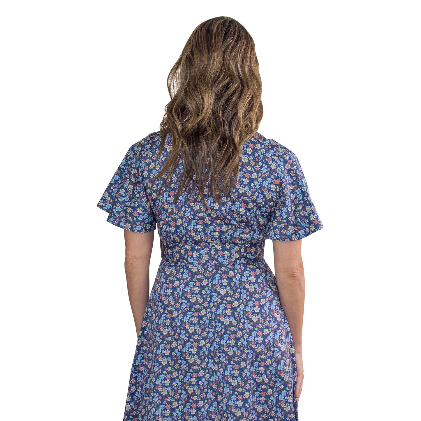 JNK  ADELE  Bell Sleeve Shirtdress - Navy Liberty Floral Sateen Poplin